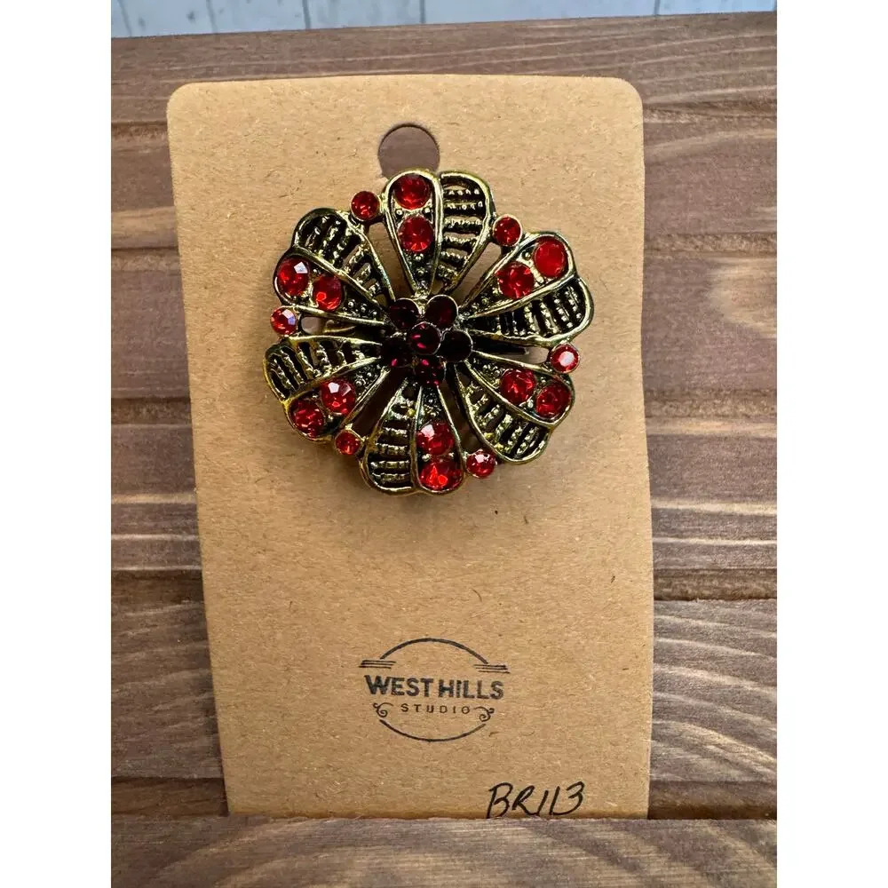 Vintage Style Antique Red Gold Jewelry Brooch Fashion Jewelry FAST SHIP